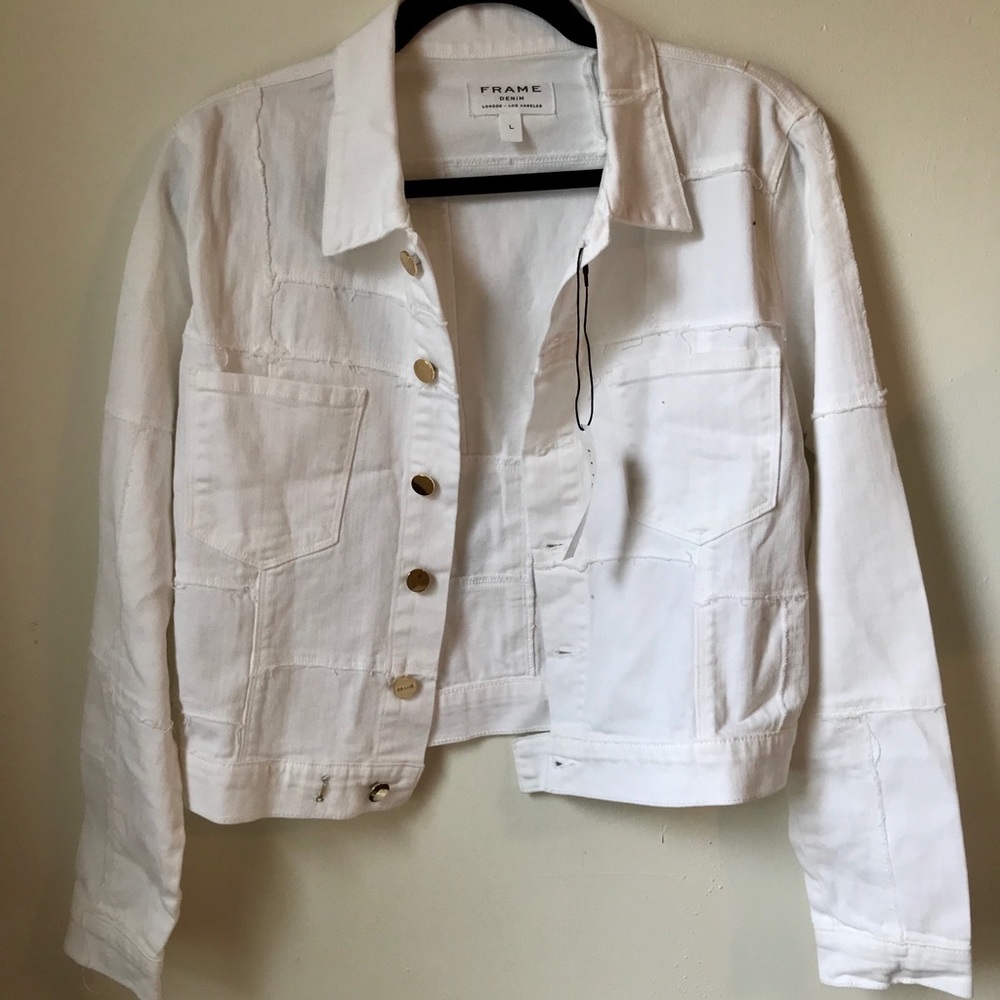 Frame Denim patchwork cropped denim jacket